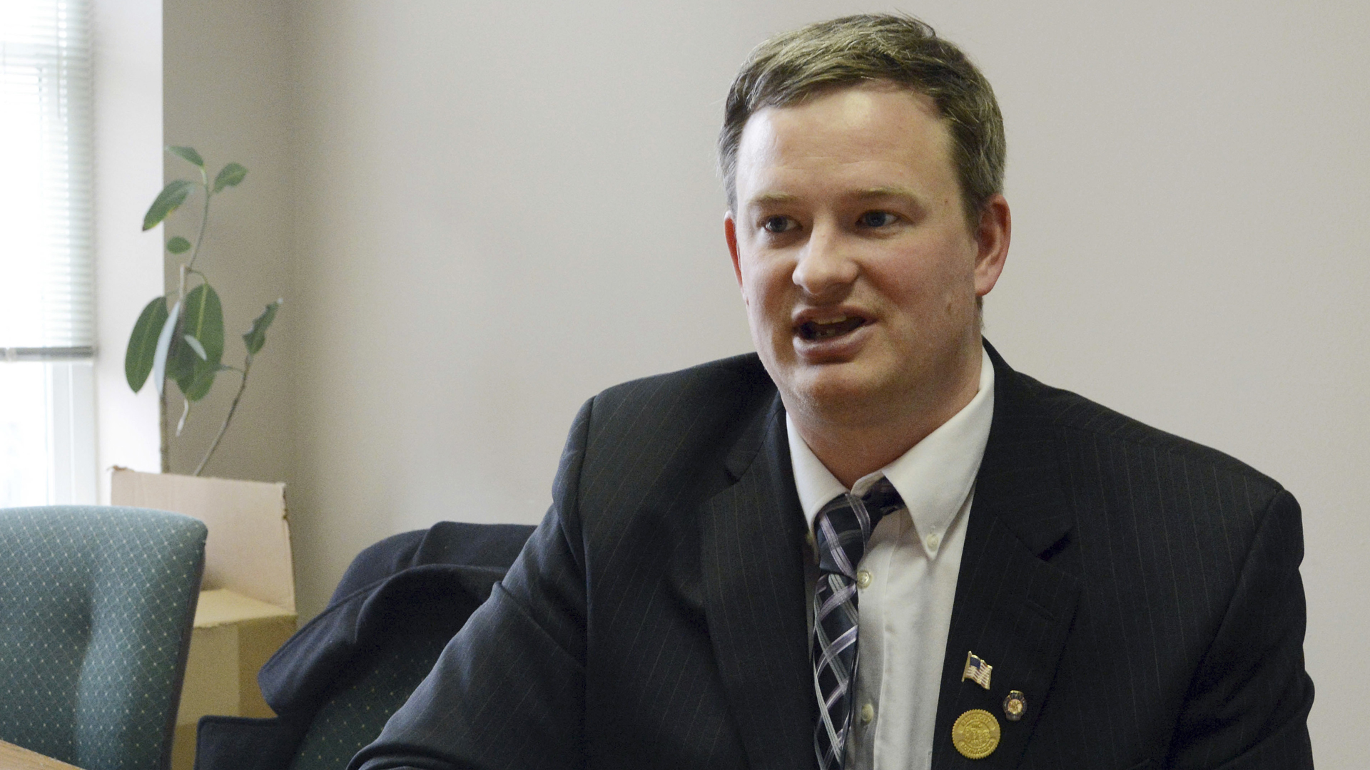 In this Feb. 23, 2014, file photo, Jason Ravnsborg speaks in Sioux Falls, S.D. (Dirk Lammers/Associated Press)