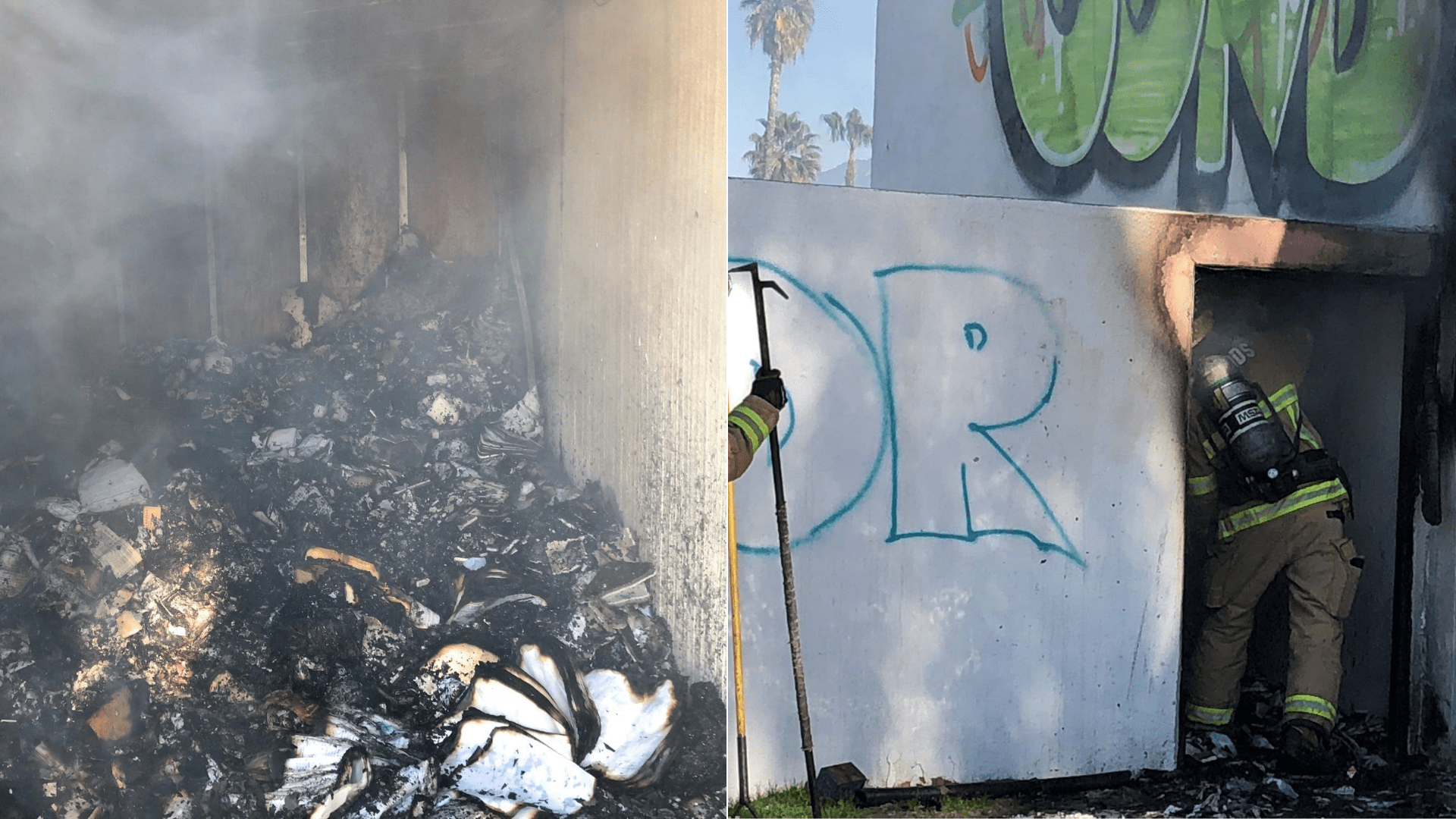 The Redlands Fire Department released these images from a fire at Splash Kingdom on Feb. 5, 2021.