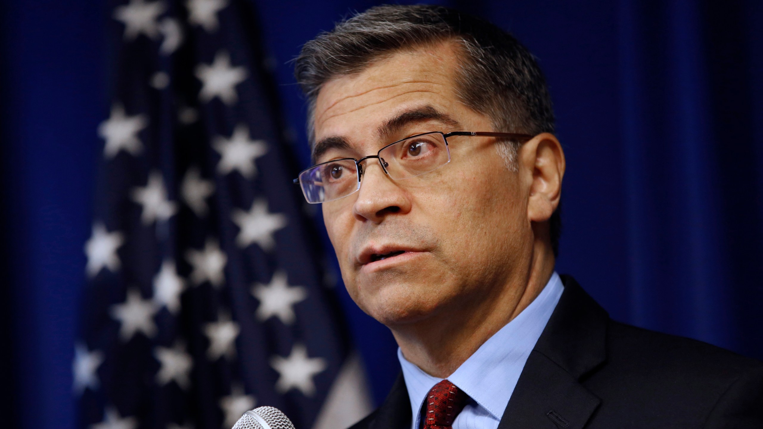 In this Dec. 4, 2019, file photo, then California Attorney General Xavier Becerra speaks during a news conference in Sacramento, Calif. (AP Photo/Rich Pedroncelli, File)