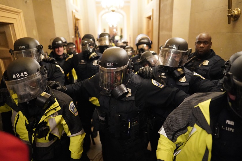 Andrew Alan Hernandez of Riverside was arrested Thursday on charges of participating in the Jan. 6 siege of the U.S. Capitol.(Kent Nishimura / Los Angeles Times)