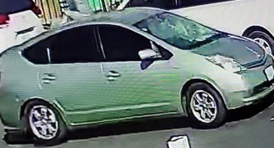 The Los Angeles Police Department is searching for this light green Toyota Prius in connection with a hit-and-run crash on Feb. 21, 2021. (LAPD)