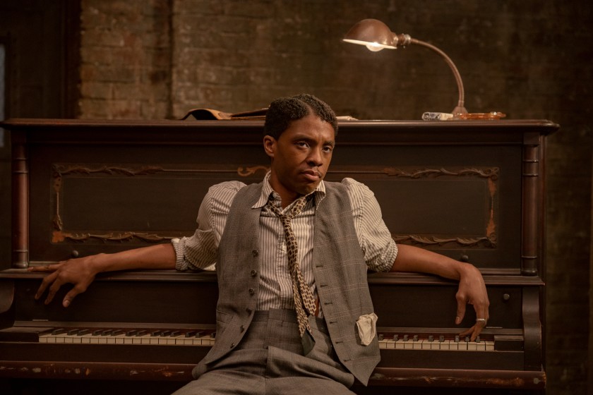 Chadwick Boseman plays Levee in the 2020 Netflix film “Ma Rainey’s Black Bottom.” (David Lee/Netflix via Los Angeles Times)