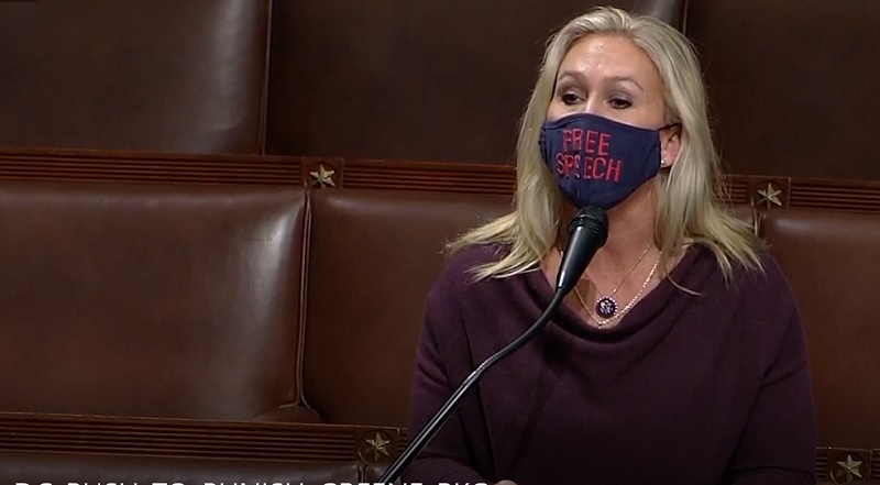 Georgia Republican Congresswoman Marjorie Taylor Greene on the floor of the House of Representatives, February 4, 2021. (Nexstar)