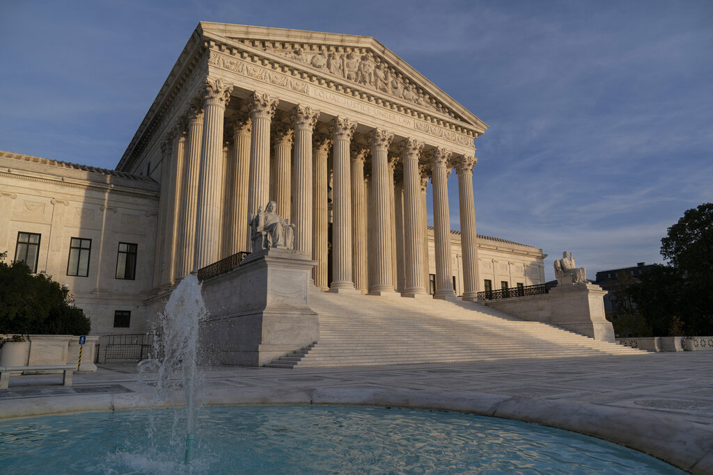 In this Nov. 5, 2020 file photo, the Supreme Court is seen in Washington. (AP Photo/J. Scott Applewhite)