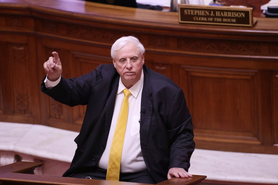 West Virginia Gov. Jim Justice speaks during the State of the State Address in the House Chambers of the West Virginia State Capitol Building in Charleston, W.Va., on Feb. 10, 2021. (Chris Jackson/Associated Press)