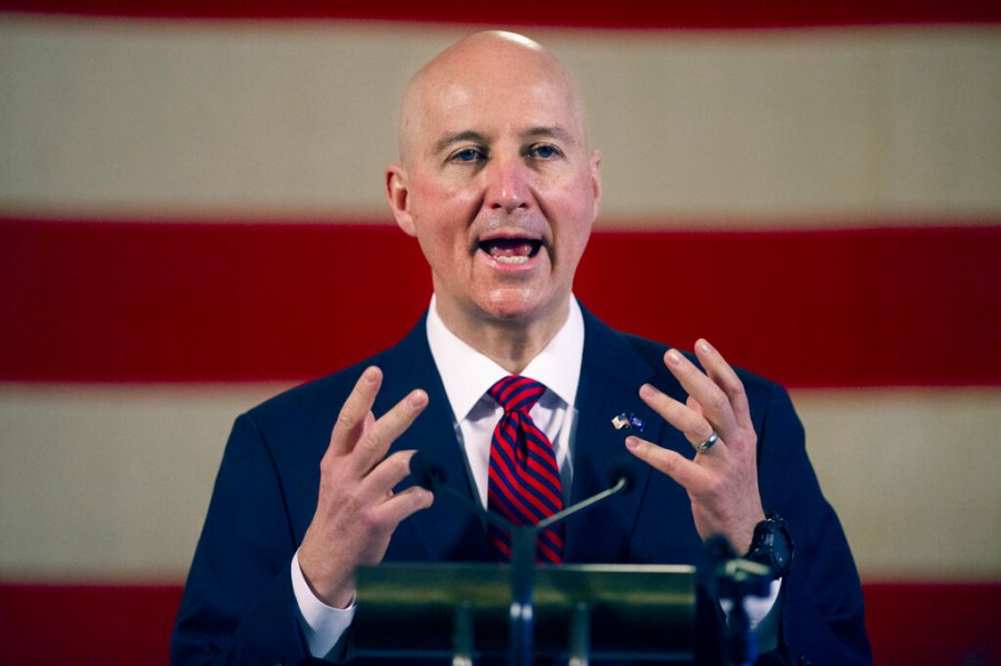 In this Feb. 26, 2021 file photo, Nebraska Governor Pete Ricketts speaks during a news conference at the Nebraska State Capitol in Lincoln, Neb. (Kenneth Ferriera/Lincoln Journal Star via AP)