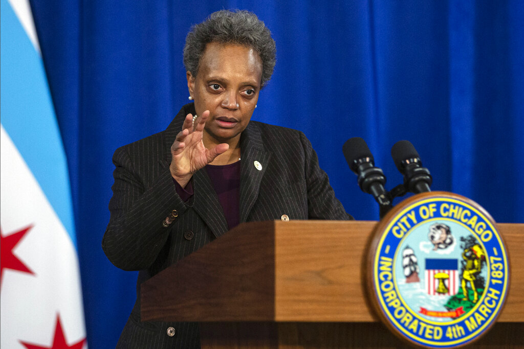 In this Dec. 17, 2020, file photo, Chicago Mayor Lori Lightfoot speaks during a news conference at City Hall in Chicago. (Anthony Vazquez/Chicago Sun-Times via AP, File)