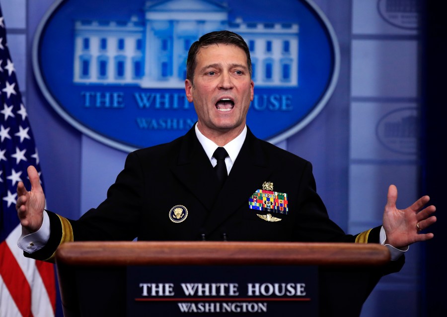 In this Jan. 16, 2018, file photo, then-White House physician Dr. Ronny Jackson speaks to reporters during the daily press briefing at the White House, in Washington. The Department of Defense inspector general has released a scathing report on the conduct of Ronny Jackson, now a congressman from Texas, when he worked as a top White House physician. (AP Photo/Manuel Balce Ceneta, File)