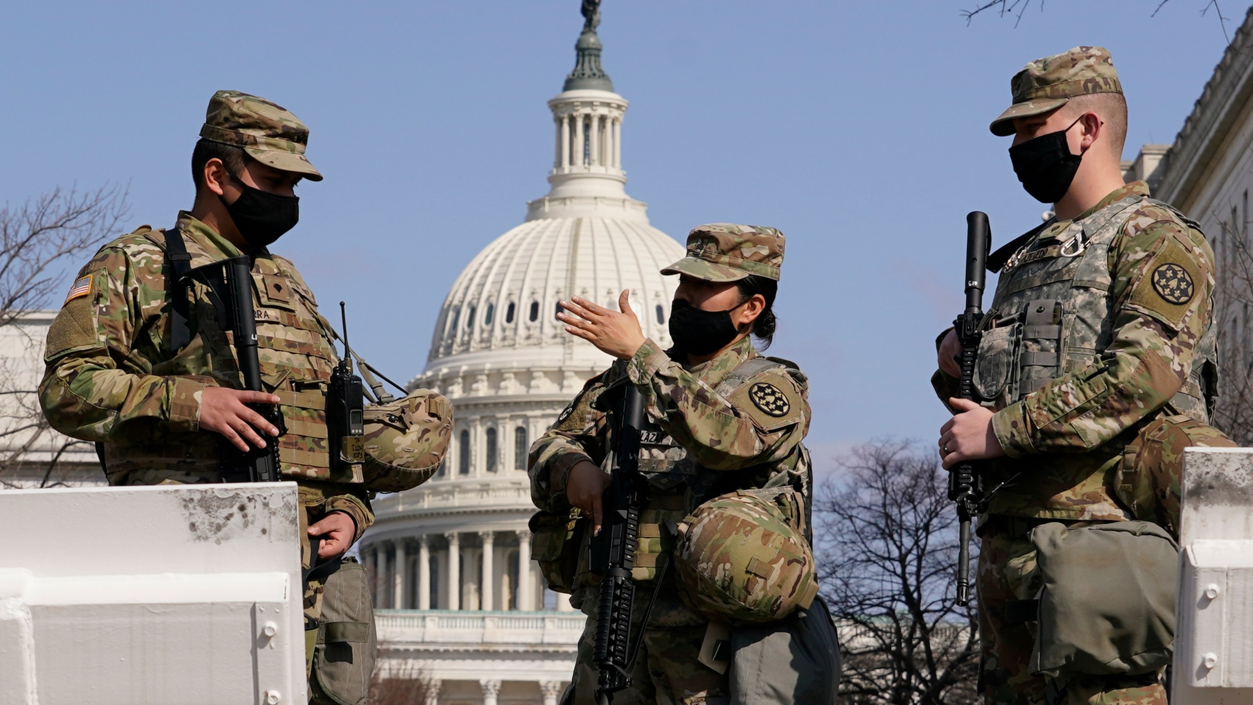 National Guard stand guard at the Capitol in Washington, Thursday, March 4, 2021. (AP Photo/Carolyn Kaster)