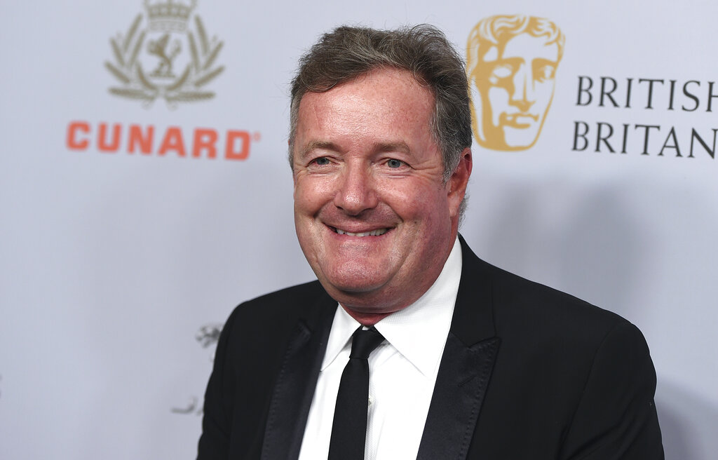 In this Friday, Oct. 25, 2019 file photo, Piers Morgan arrives at the BAFTA Los Angeles Britannia Awards at the Beverly Hilton Hotel in Beverly Hills, California. (Photo by Jordan Strauss/Invision/AP, file)