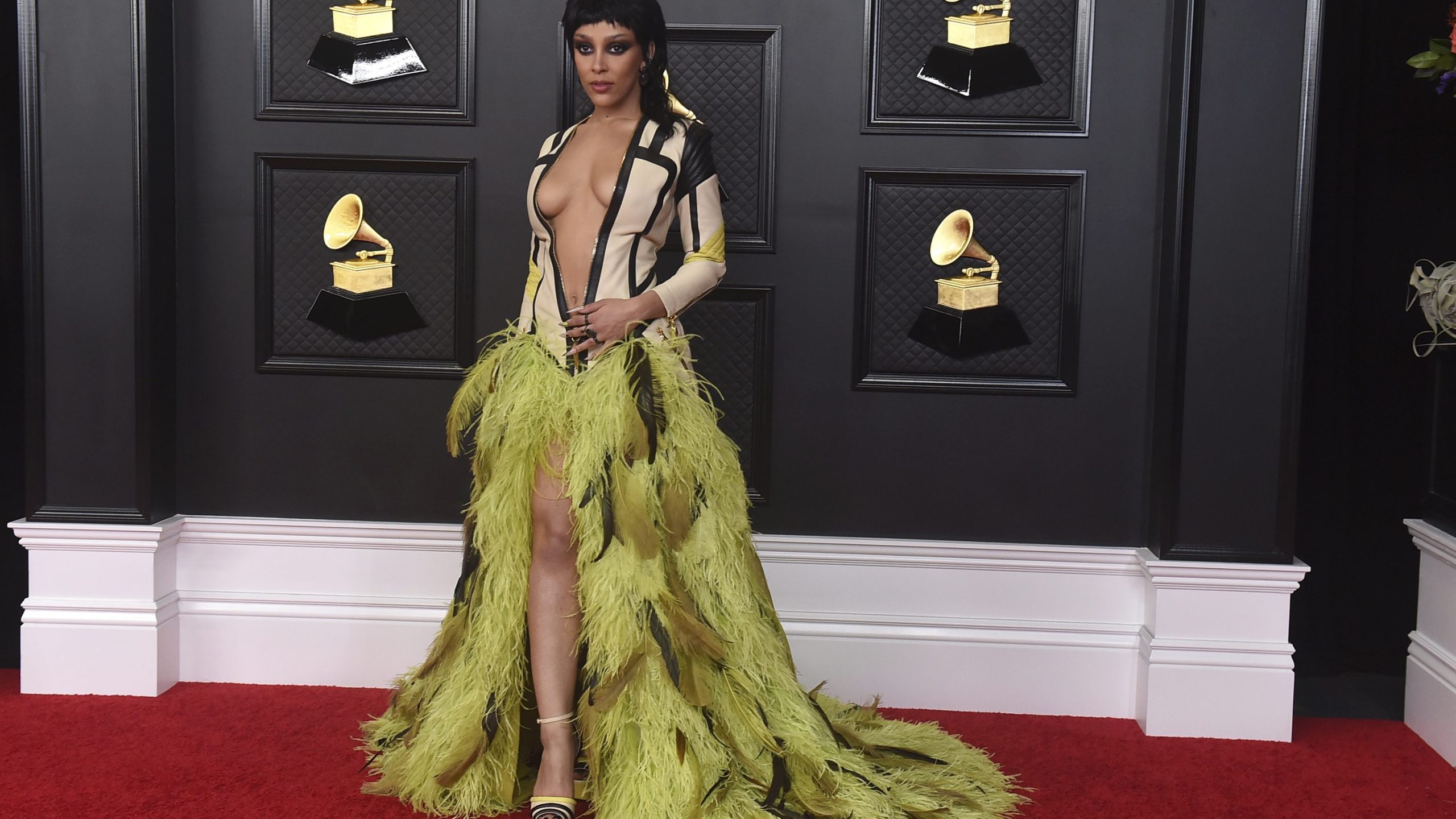 Doja Cat arrives at the 63rd annual Grammy Awards at the Los Angeles Convention Center on Sunday, March 14, 2021. (Photo by Jordan Strauss/Invision/AP)