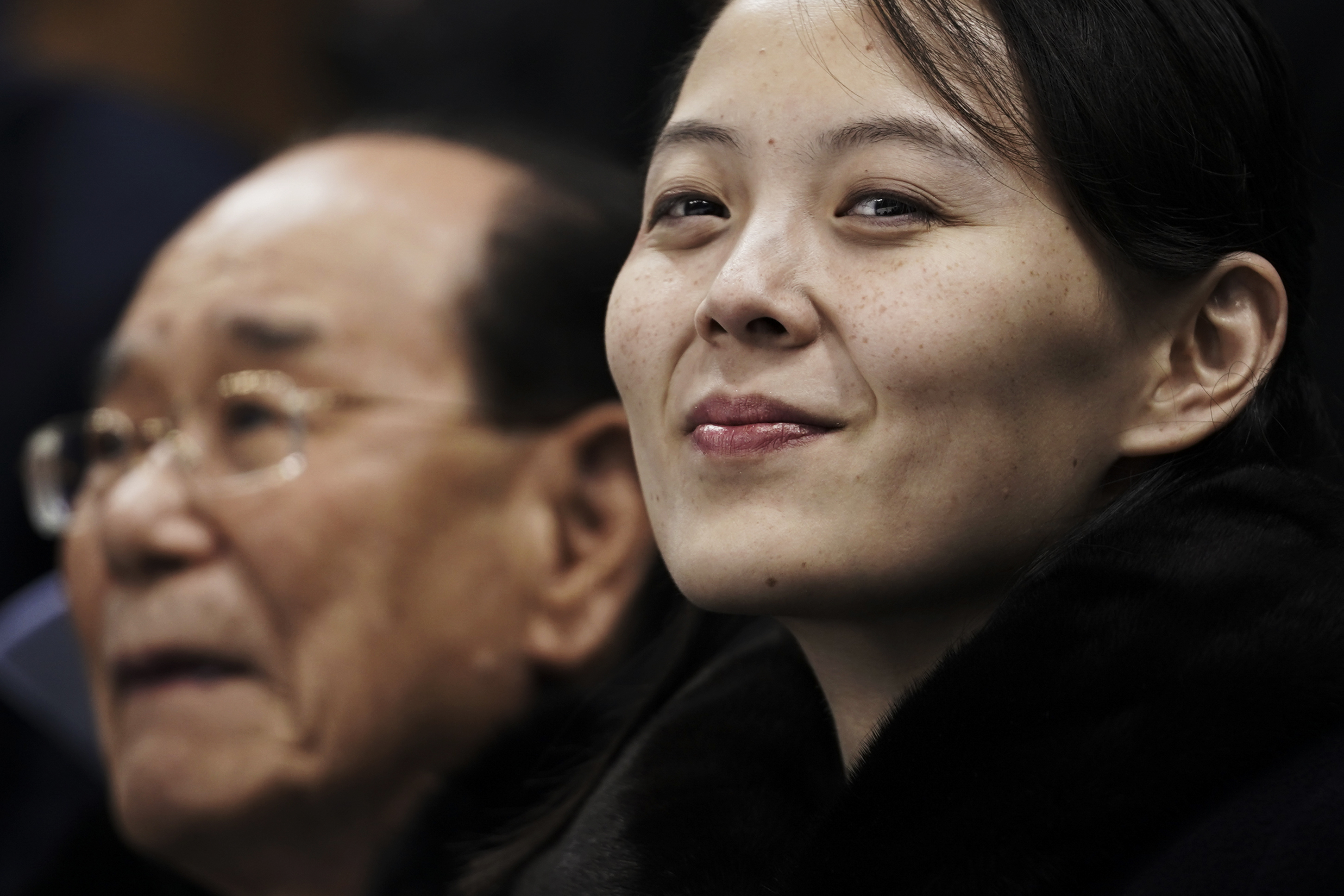 In this Feb. 10, 2018, file photo, Kim Yo Jong, the sister of North Korean leader Kim Jong Un, waits with North Korea's nominal head of state, Kim Yong Nam, for the start of a women's hockey game at the 2018 Winter Olympics in Gangneung, South Korea. (Felipe Dana/Associated Press)