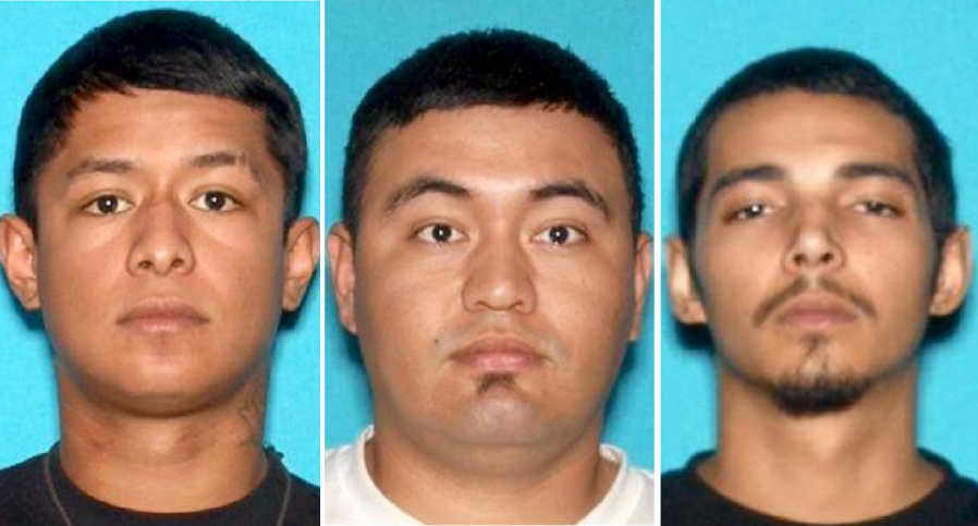 Anthony Andrade, Julio Villalta-Maravilla and Isaac Anthony Guerra are seen in undated photos released by the San Bernardino Police Department on March 14, 2021.