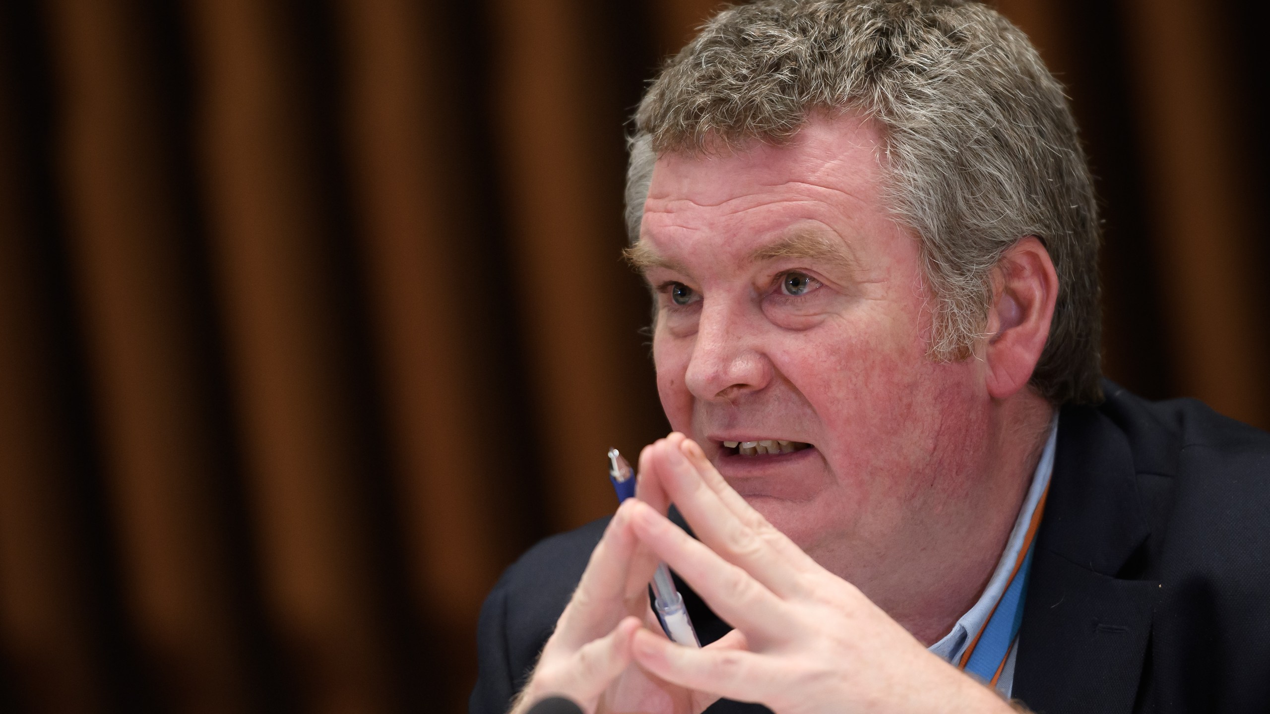 World Health Organization Health Emergencies Programme head Michael Ryan attends a combined news conference in Geneva following a two-day international conference on COVID-19 vaccine research and a meeting to decide whether Ebola in DR Congo still constitutes health emergency of international concern on Jan. 12, 2020. (FABRICE COFFRINI/AFP via Getty Images)