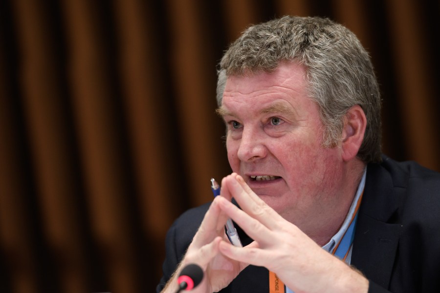 World Health Organization Health Emergencies Programme head Michael Ryan attends a combined news conference in Geneva following a two-day international conference on COVID-19 vaccine research and a meeting to decide whether Ebola in DR Congo still constitutes health emergency of international concern on Jan. 12, 2020. (FABRICE COFFRINI/AFP via Getty Images)