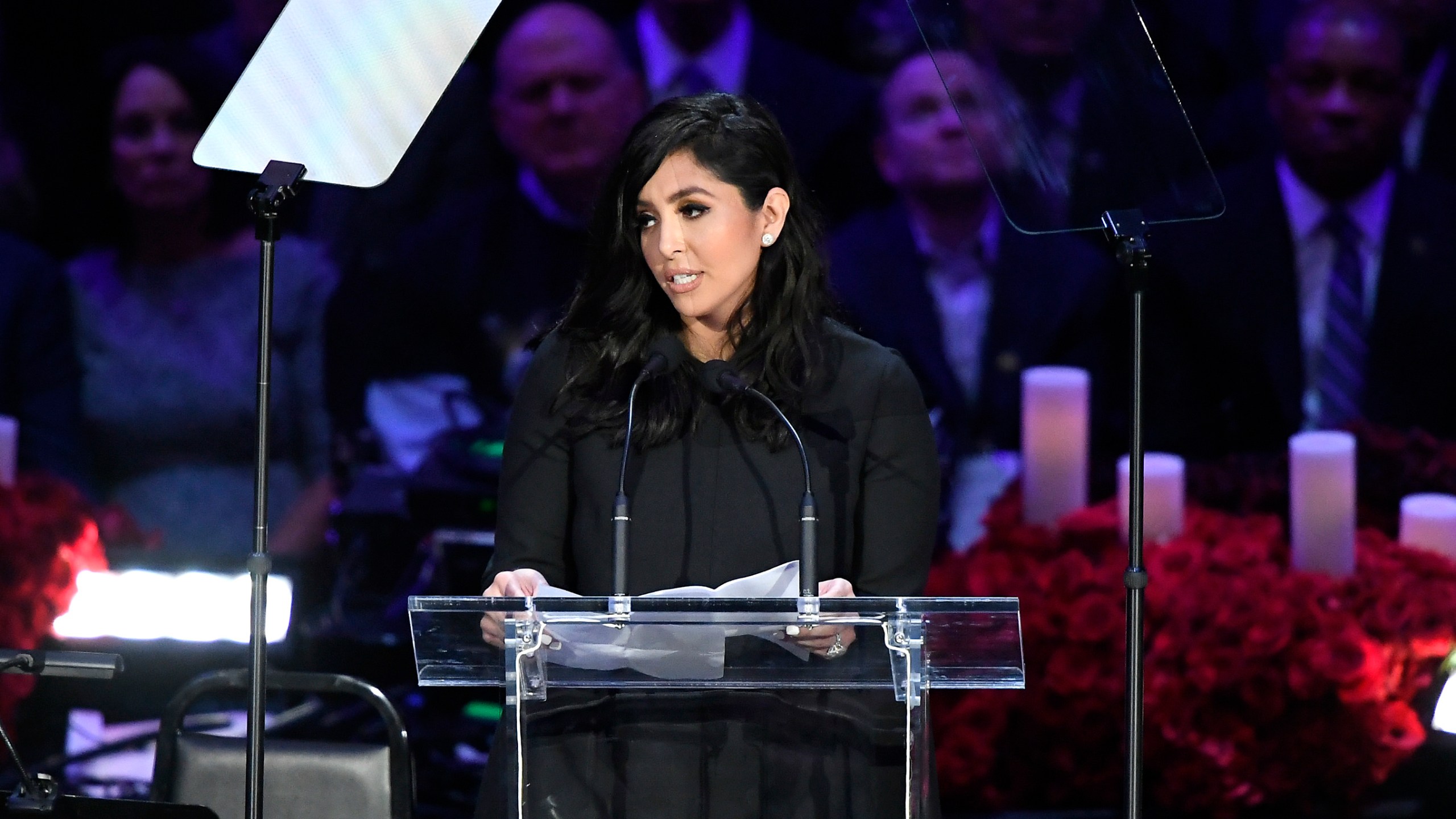 Vanessa Bryant speaks during The Celebration of Life for Kobe & Gianna Bryant at Staples Center on Feb. 24, 2020, in Los Angeles, California. (Kevork Djansezian/Getty Images)