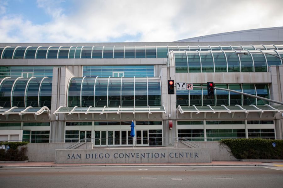 The area around San Diego Convention Center is normally packed with visitors during Comic-Con week, but instead are empty on July 22, 2020, in San Diego, California. (Photo by Daniel Knighton/Getty Images)