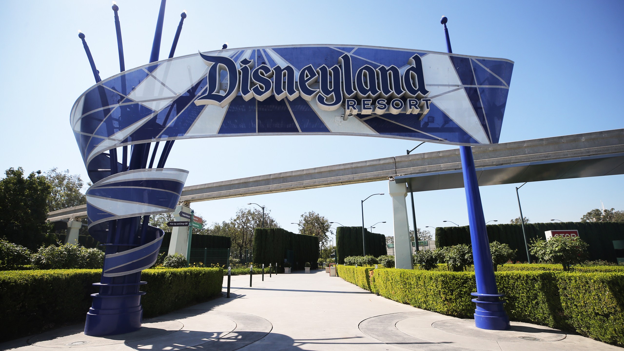 An entrance area to Disneyland stands empty on Sept. 30, 2020 in Anaheim. (Mario Tama/Getty Images)