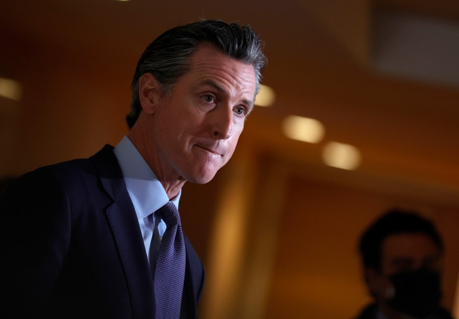 California Gov. Gavin Newsom speaks during a news conference with Bay Area AAPI leaders at the Chinese Culture Center of San Francisco on March 19, 2021. (Justin Sullivan / Getty Images)