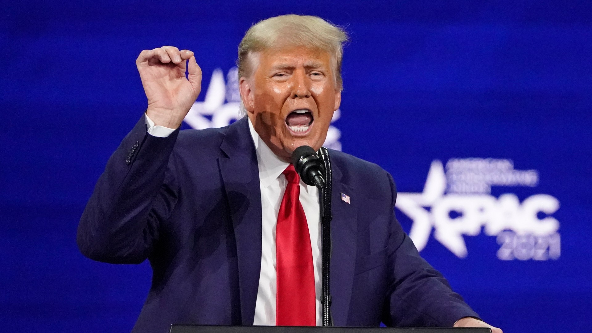 Former President Donald Trump speaks at the Conservative Political Action Conference (CPAC), Sunday, Feb. 28, 2021, in Orlando, Fla. (AP Photo/John Raoux)