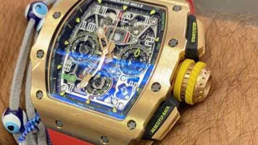 Robbers took Shay Belhassen’s rose gold Richard Mille RM 11-03 Flyback Chronograph watch during a robbery and shooting in Beverly Hills on March 4, 2021. (Shay Belhassen via Los Angeles Times)