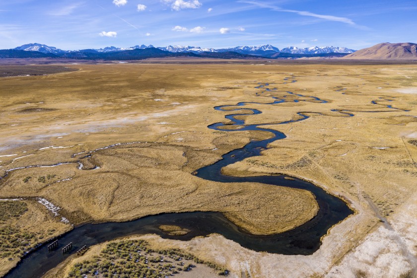 The Owens River flows through wetlands and pastures near Benton Crossing in Mono County recently.(Brian van der Brug/Los Angeles Times)