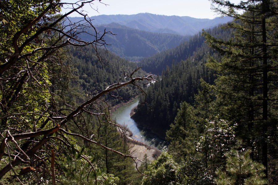 This March 3, 2020, file photo shows the Klamath River from atop Cade Mountain in the Klamath National Forest, Calif., in Humboldt County. (AP Photo/Gillian Flaccus, File)