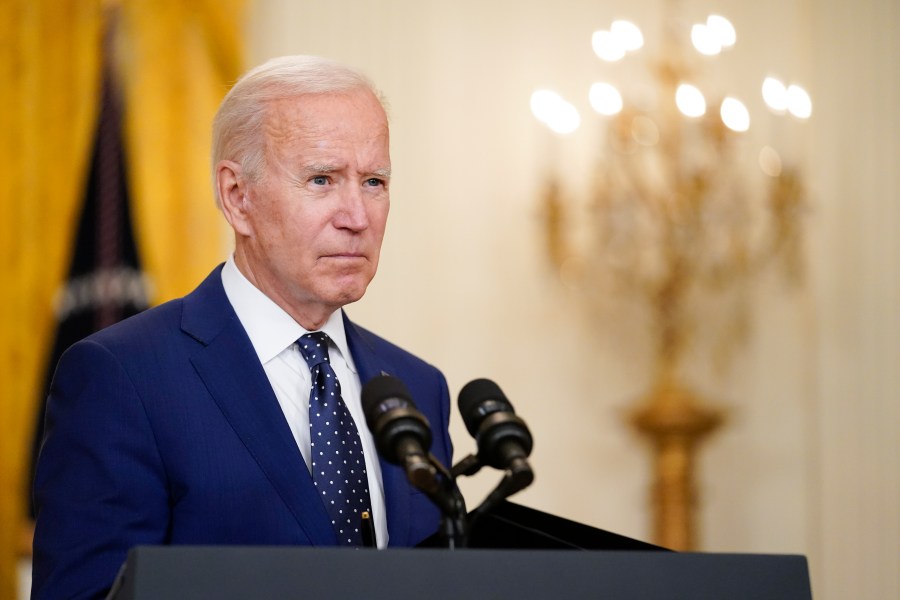 President Joe Biden speaks in the East Room of the White House on April 15, 2021, in Washington. (AP Photo/Andrew Harnik)