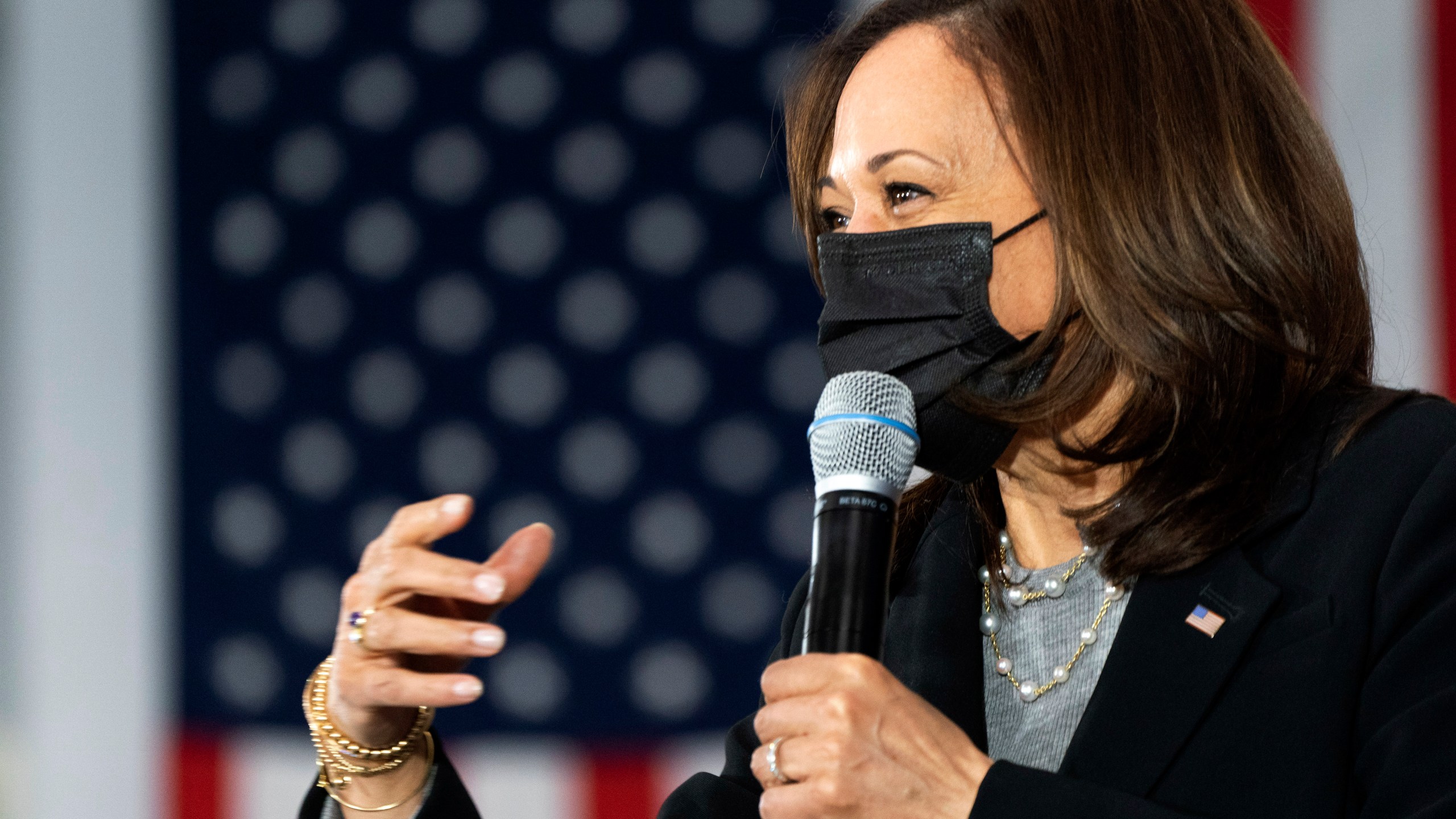 In this Friday, April 23, 2021, file photo, Vice President Kamala Harris speaks at the IBEW Training Center in Concord, N.H. (AP Photo/Jacquelyn Martin, File)