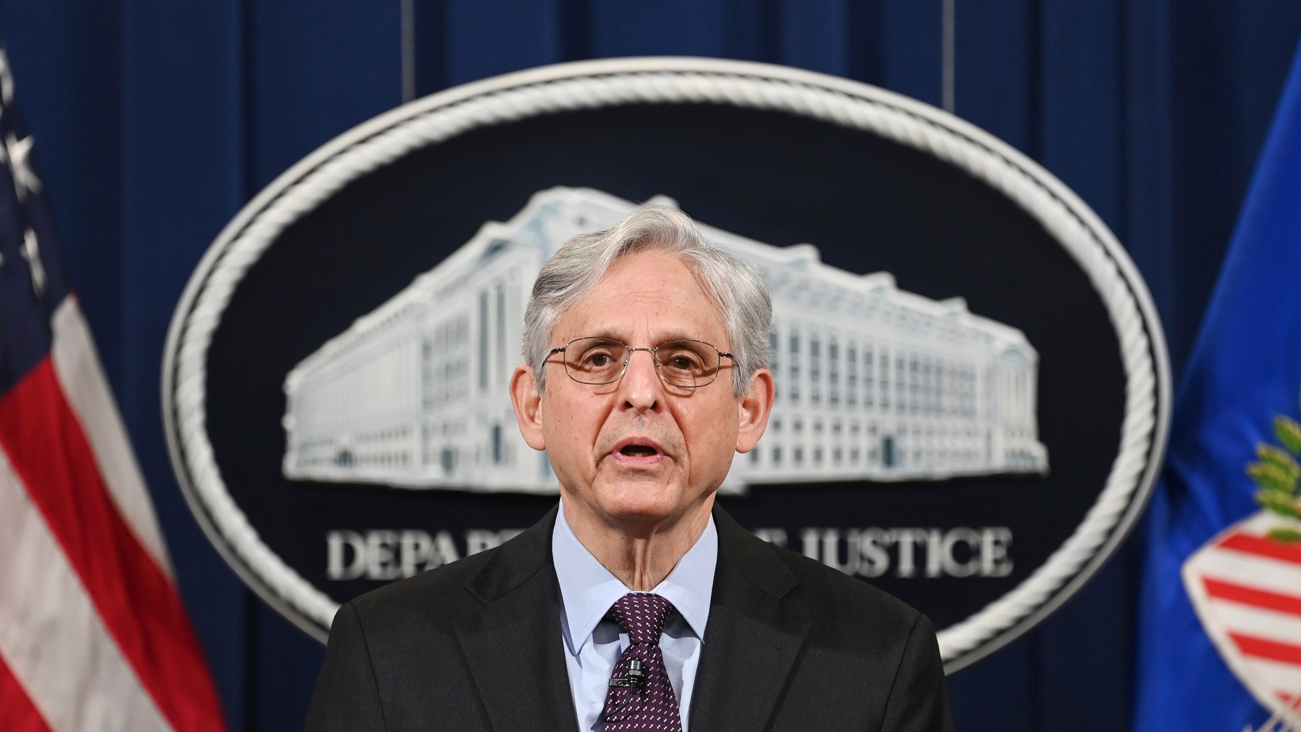 Attorney General Merrick Garland speaks at the Department of Justice in Washington, Monday, April 26, 2021. (Mandel Ngan/Pool via AP)