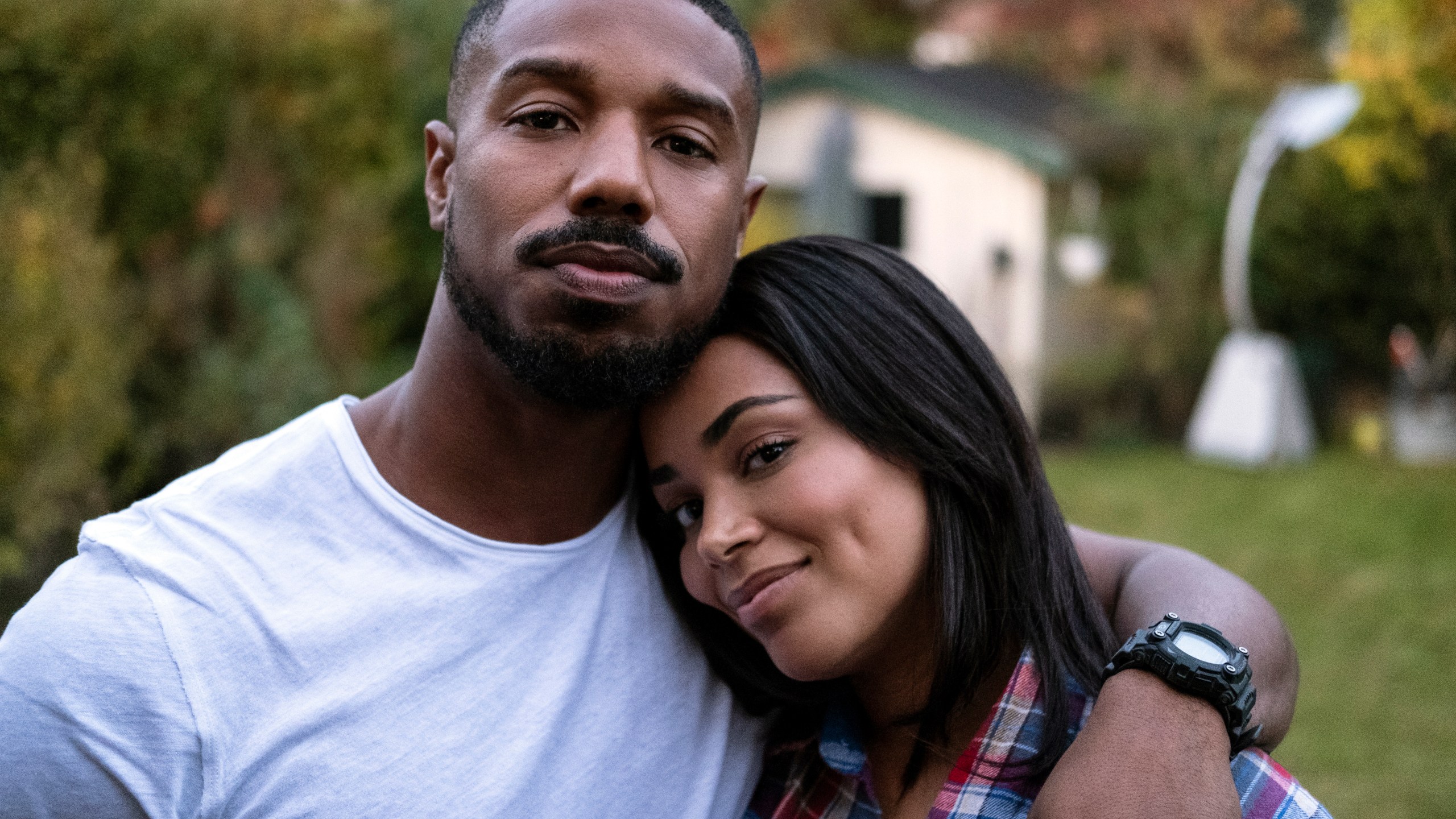 This image released by Amazon shows Michael B. Jordan, left, with Lauren London in “Tom Clancy’s Without Remorse," streaming Friday on Amazon. (Nadja Klier/Amazon via AP)