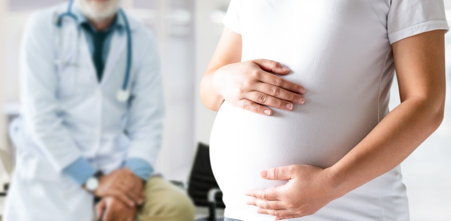 A pregnant woman and a doctor are seen in a file photo. (iStock/Getty Images Plus)