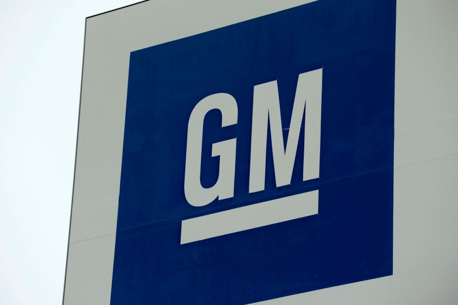 A sign is seen outside of General Motors Detroit- Hamtramck assembly plant on January 27, 2020 in Detroit, Michigan. (JEFF KOWALSKY/AFP via Getty Images)