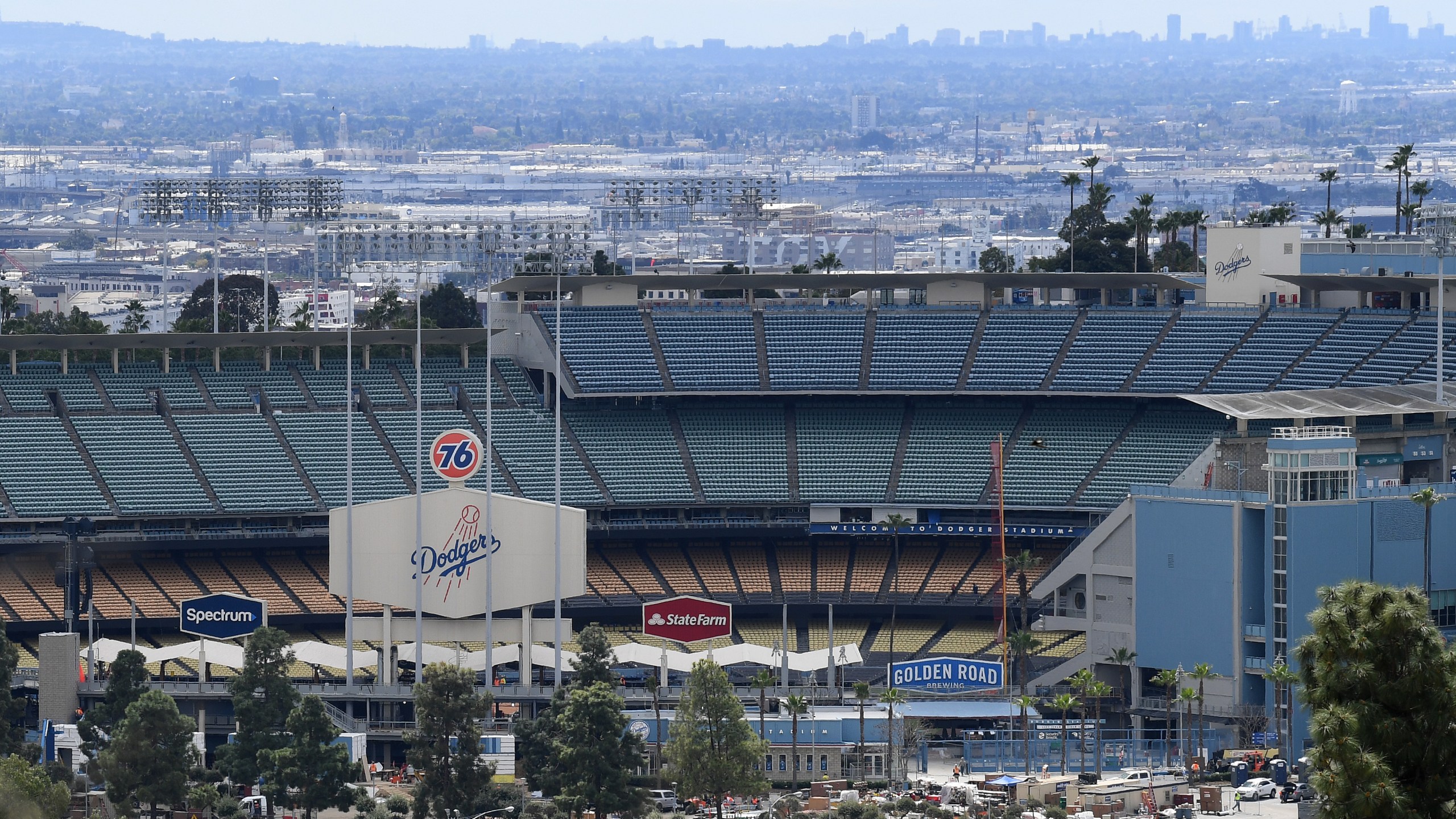 Dodger Stadium is seen on March 25, 2020. (Harry How/Getty Images)