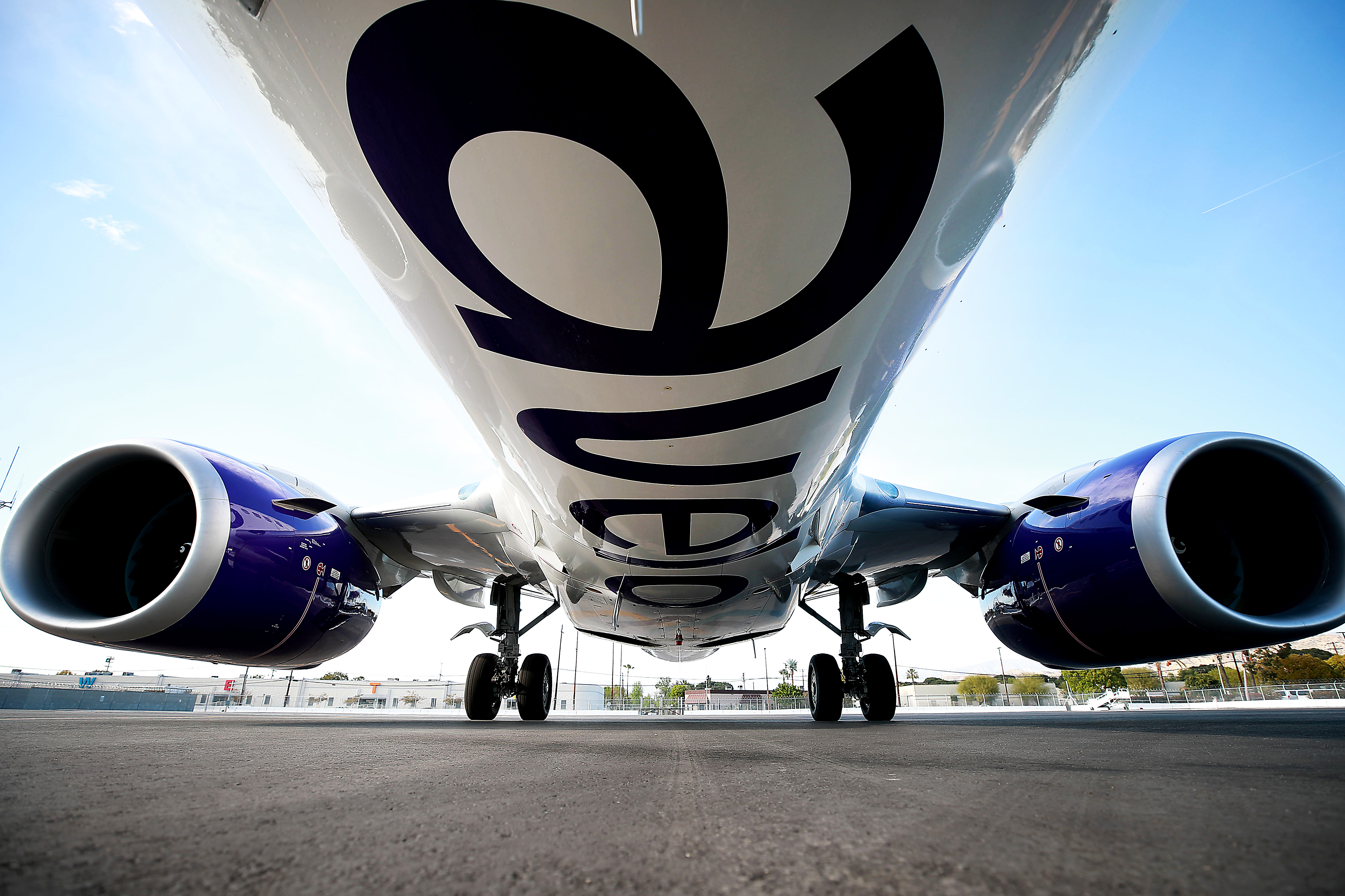 An Avelo Airlines aircraft is seen at Hollywood Burbank Airport on April 7, 2021. (Joe Scarnici/Getty Images for Avelo)