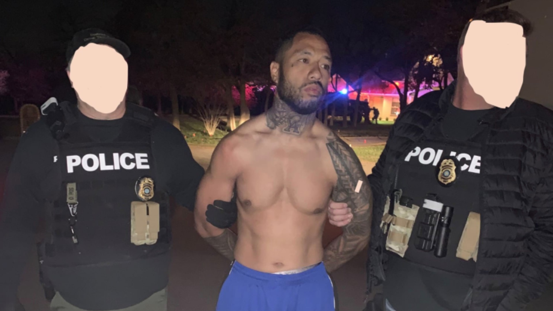 Isaiah Reupena is seen in a photo that San Mateo police released of his arrest on April 1, 2021.