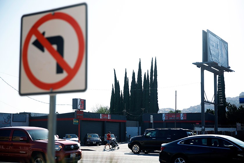 Permanent supportive housing for homeless people is planned for this property on Topanga Canyon Boulevard in Chatsworth, shown in a 2019 photo. (Dania Maxwell / Los Angeles Times)