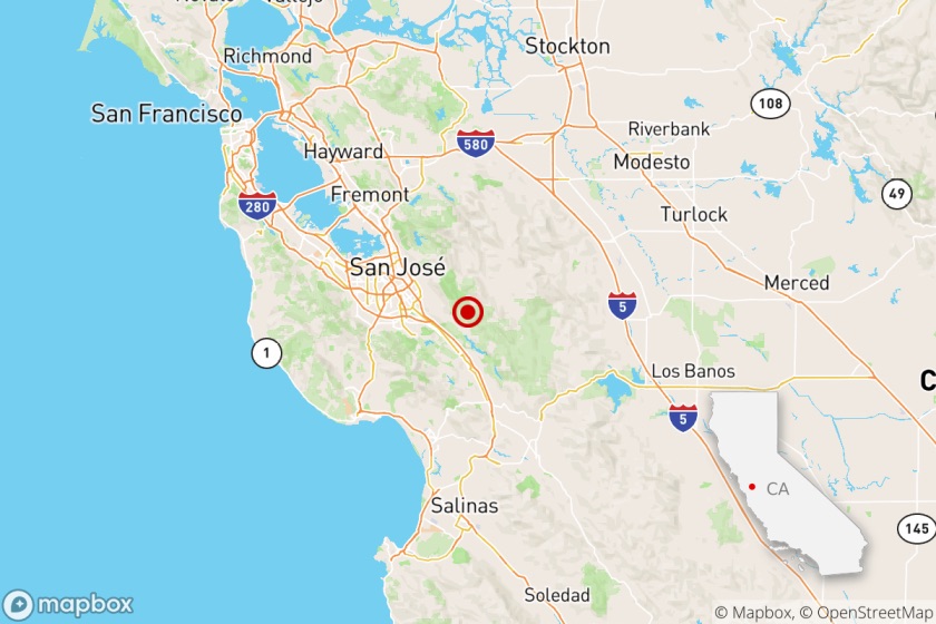 Saturday night’s earthquake struck three miles from San Jose.(U.S. Geological Survey)