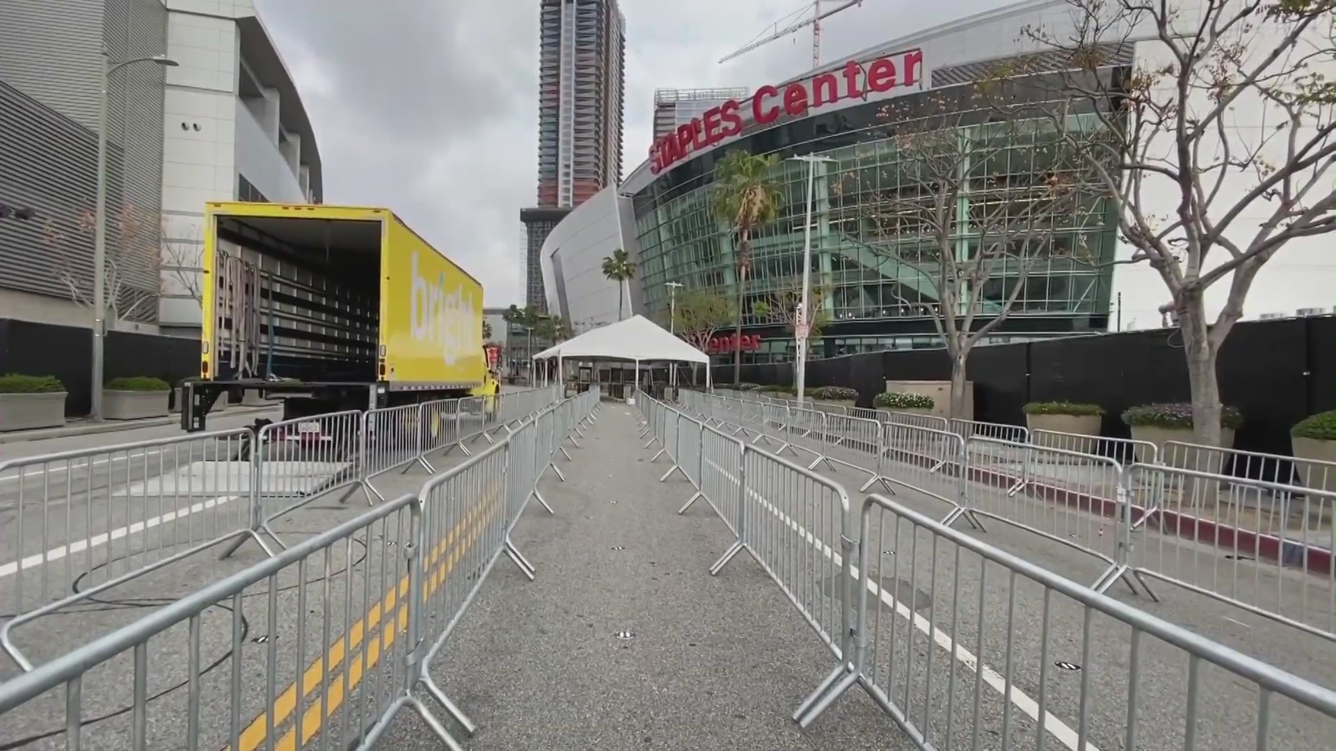 The Staples Center is seen on April 15, 2021. (KTLA)