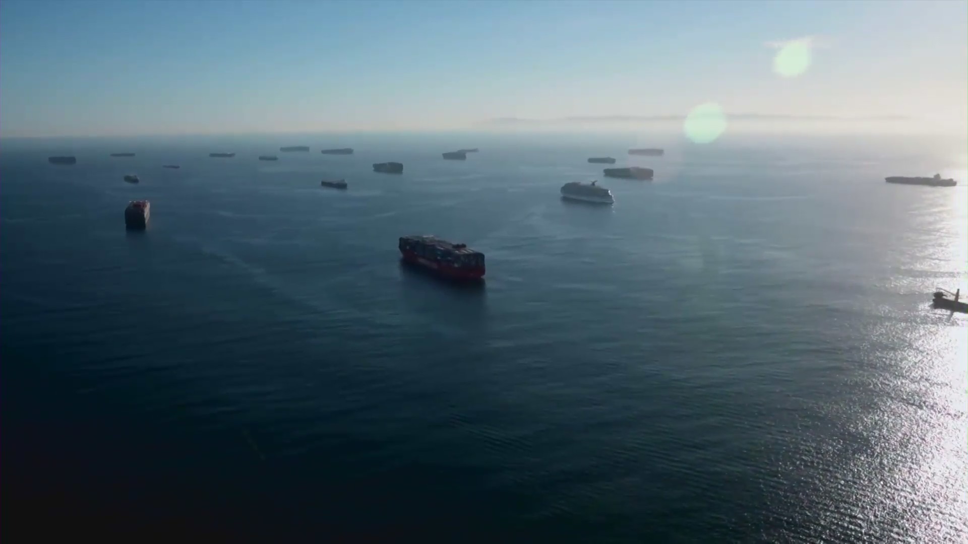 Cargo ships are seen waiting off the Southern California coast in this file image.