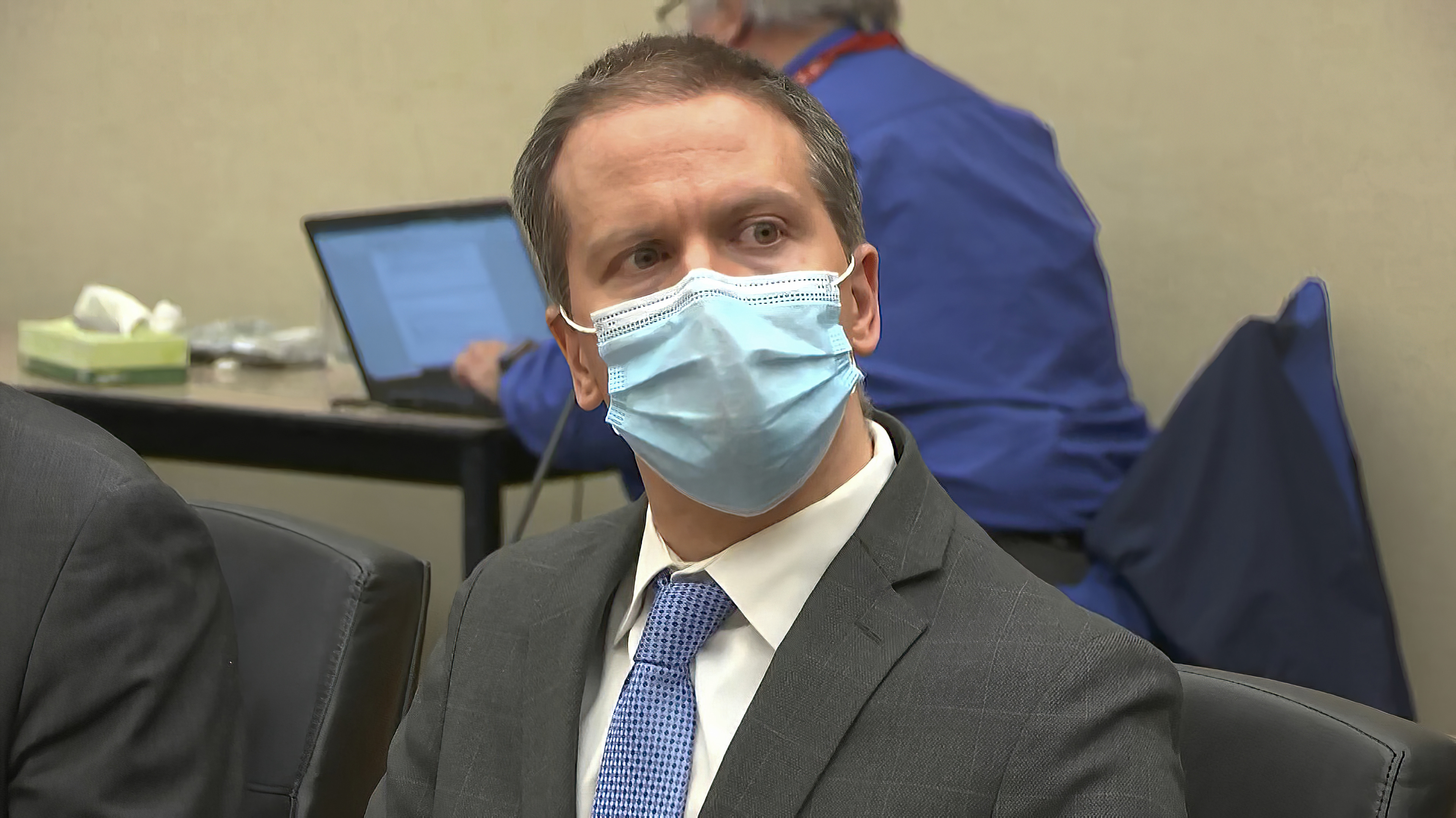 In this image from video, former Minneapolis police officer Derek Chauvin listens as the verdict is read in his trial for the 2020 death of George Floyd, Tuesday, April 20, 2021, at the Hennepin County Courthouse in Minneapolis. (Court TV via AP, Pool)