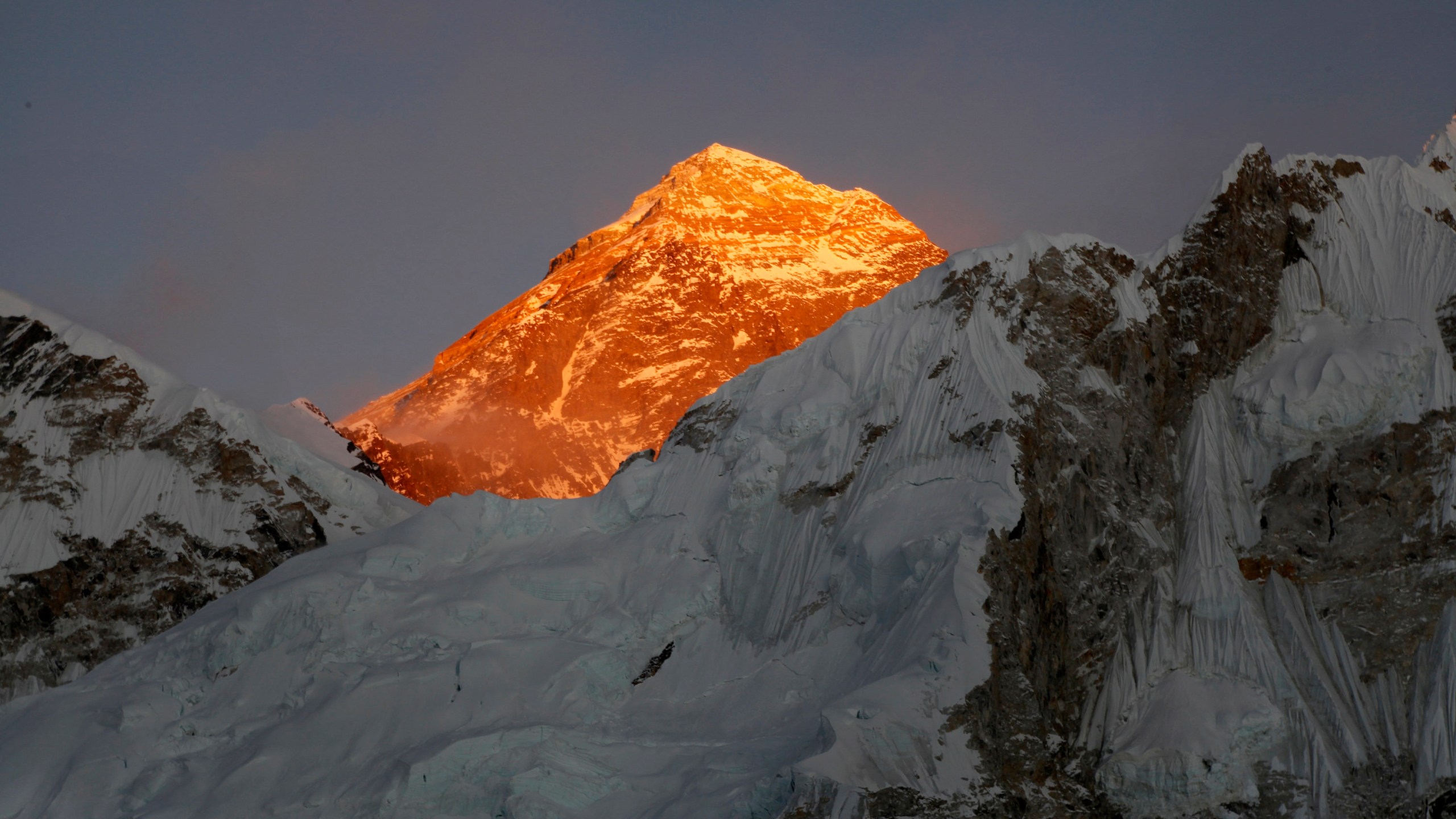 In this Nov. 12, 2015 file photo, Mt. Everest is seen from the way to Kalapatthar in Nepal. A Swiss climber and an American have died on Mount Everest in the season's first casualties on the world's highest mountain, expedition organizers said Thursday. (AP Photo/Tashi Sherpa, File)