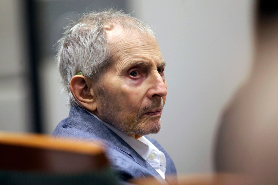 In this March 10, 2020, file photo, real estate heir Robert Durst looks over during his murder trial in Los Angeles. (AP Photo/Alex Gallardo, Pool, File)