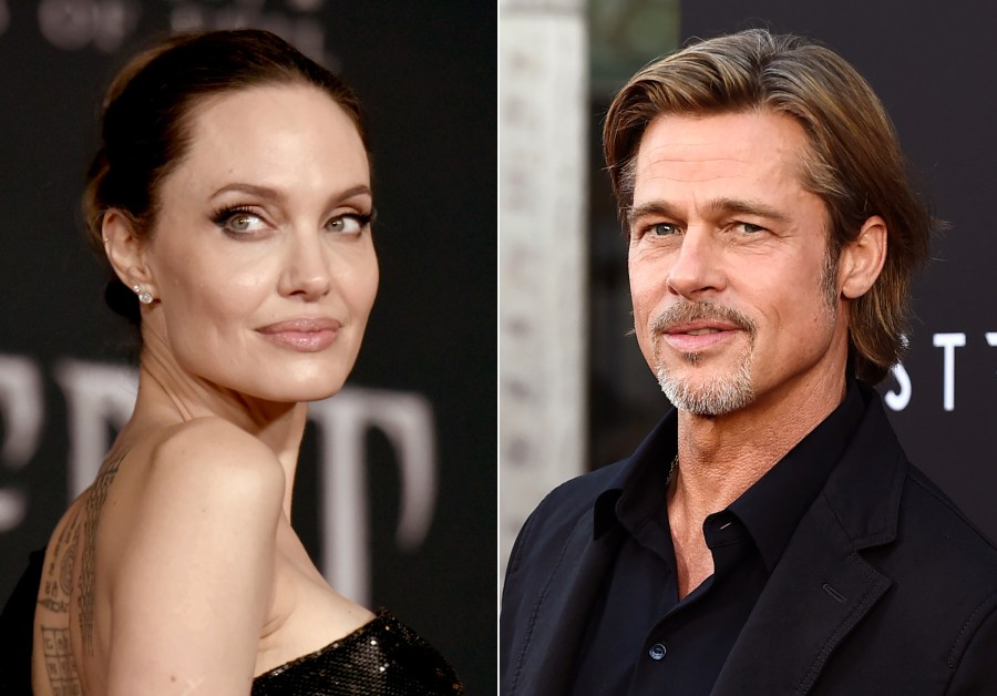 This combination photo shows Angelina Jolie at a premiere in Los Angeles on Sept. 30, 2019, left, and Brad Pitt at a special screening on Sept. 18, 2019. (AP Photo/File)