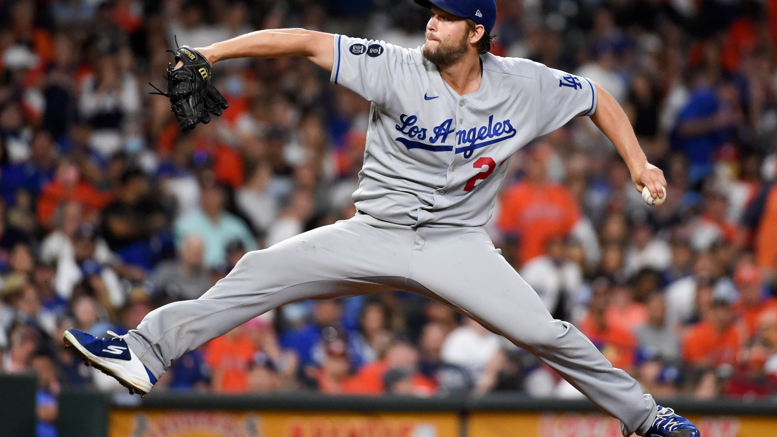 os Angeles Dodgers starting pitcher Clayton Kershaw delivers during the sixth inning of a baseball game against the Houston Astros on May 25, 2021, in Houston. (AP Photo/Eric Christian Smith)