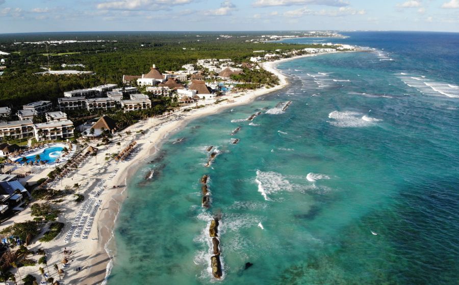 Bahia Principe in Tulum, Quintana Roo state, Mexico, is seen in an aerial view on Dec. 28, 2020. (Rodrigo Arangua / AFP / Getty Images)