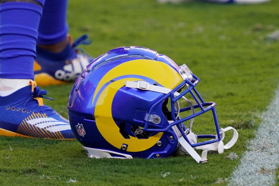 A Los Angeles Rams helmet is shown against the San Francisco 49ers at Levi's Stadium on October 18, 2020 in Santa Clara, California. (Thearon W. Henderson/Getty Images)