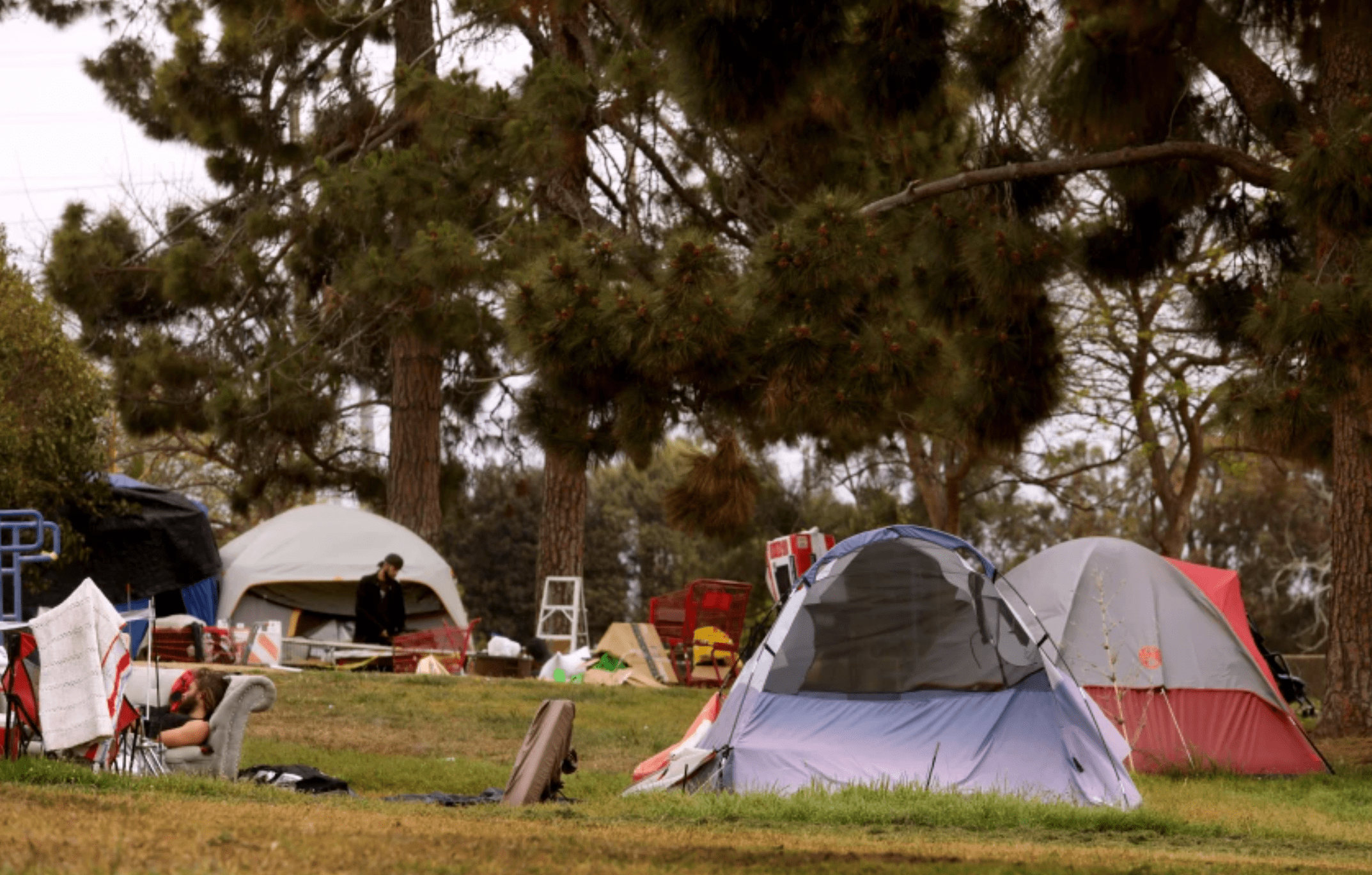 Councilman Mike Bonin wants to explore whether to set up sanctioned overnight camping in a section of Westchester Park, where dozens of tents have sprung up in recent years.(Genaro Molina/Los Angeles Times)