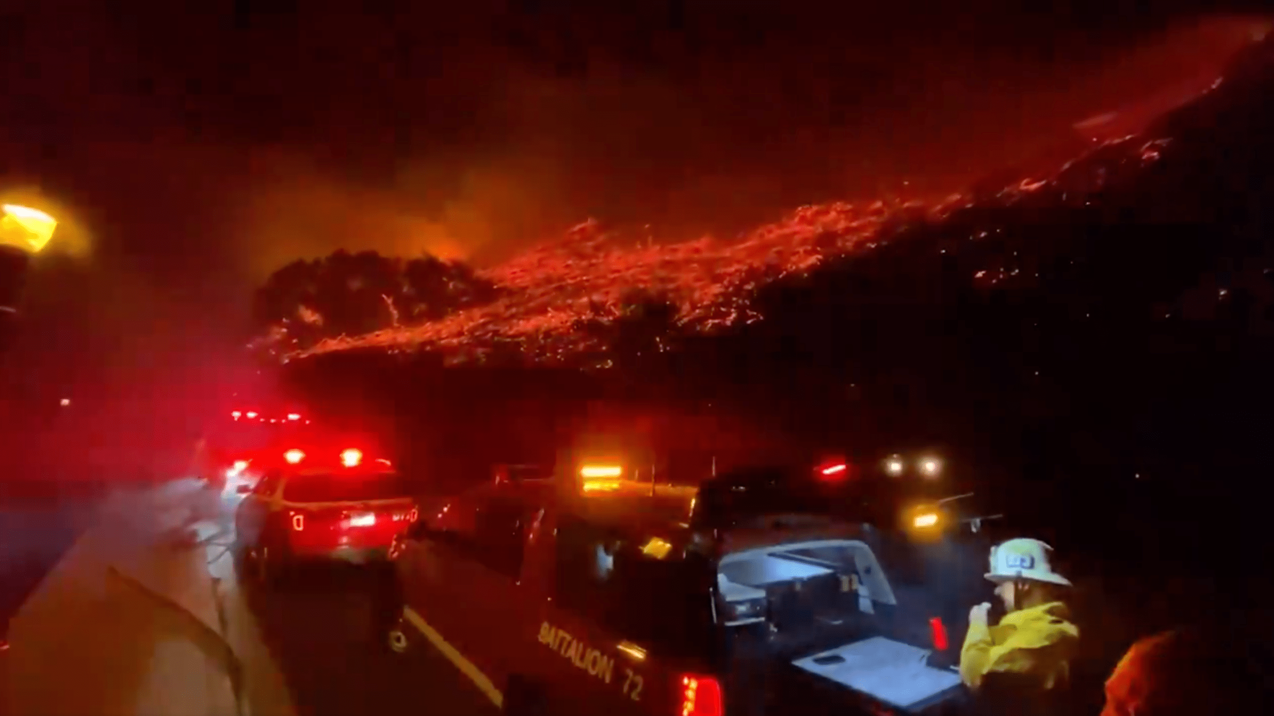 The Loma Fire burns in Santa Barbara on May 20, 2021, in a screenshot from video released by the Santa Barbara County Fire Department.