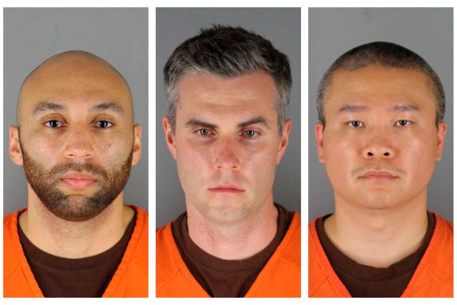 This combination of photos provided by the Hennepin County Sheriff's Office in Minnesota on June 3, 2020, shows ex-Minneapolis police officers from left, J. Alexander Kueng, Thomas Lane and Tou Thao. (Hennepin County Sheriff's Office via AP)